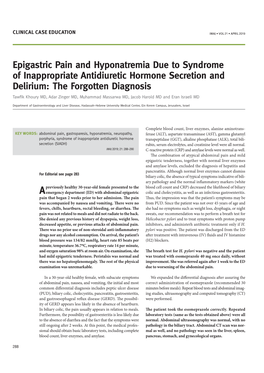 Epigastric Pain and Hyponatremia Due to Syndrome of Inappropriate