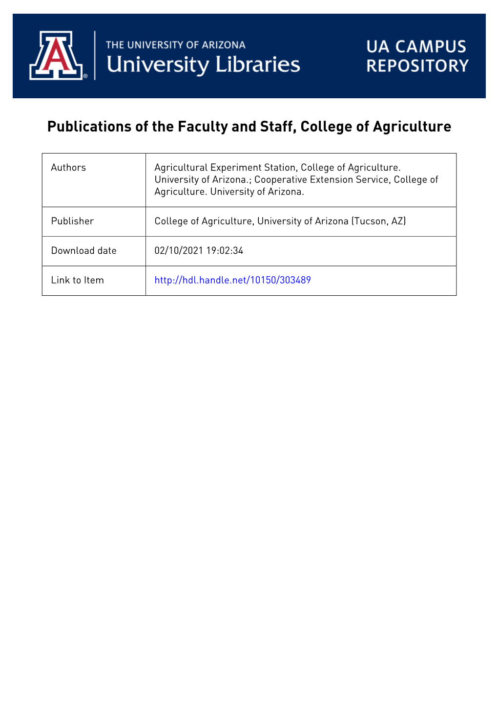 College of Agriculture