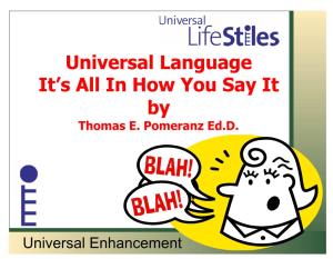 Universal Language It's All in How You Say It By