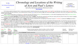 Chronology and Locations of Paul's Letters