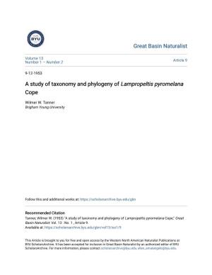A Study of Taxonomy and Phylogeny of Lampropeltis Pyromelana Cope