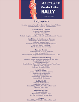 Rally Agenda