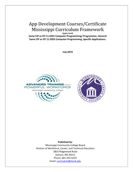 App Development Courses/Certificate Mississippi Curriculum Framework