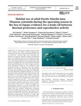 Habitat Use of Adult Pacific Bluefin Tuna Thunnus Orientalis During the Spawning Season in the Sea of Japan: Evidence for a Trad