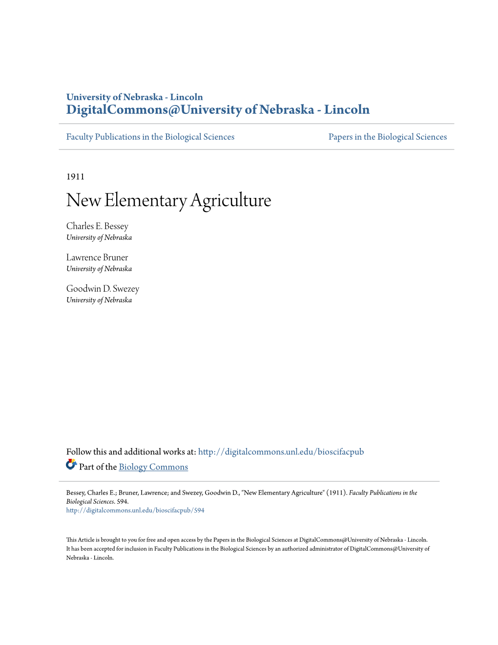 New Elementary Agriculture Charles E
