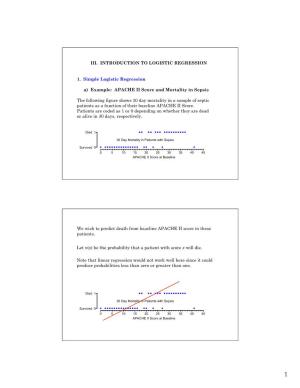 III. INTRODUCTION to LOGISTIC REGRESSION 1. Simple Logistic