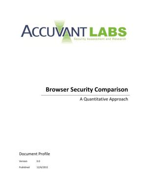 Browser Security Comparison – a Quantitative Approach Page| I of V Version 0.0 Revision Date: 12/6/2011