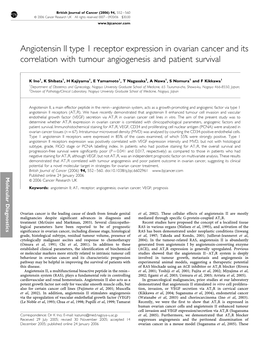 Angiotensin II Type 1 Receptor Expression in Ovarian Cancer and Its Correlation with Tumour Angiogenesis and Patient Survival