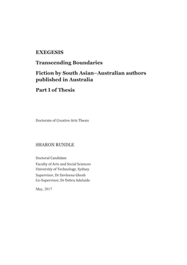 EXEGESIS Transcending Boundaries Fiction by South Asian–Australian