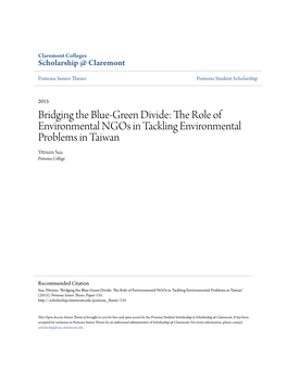 The Role of Environmental Ngos in Tackling Environmental Problems in Taiwan Yttrium Sua Pomona College