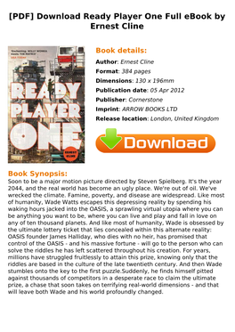[PDF] Download Ready Player One Full Ebook by Ernest Cline