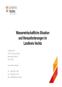 Wasserwirtschaftliche Situation Und Herausforderungen Im Landkreis Vechta