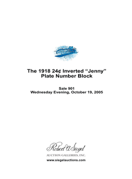 901-The 1918 24C Inverted Jenny Plate Block