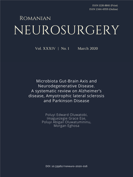 Microbiota Gut-Brain Axis and Neurodegenerative Disease. a Systematic Review on Alzheimer’S Disease, Amyotrophic Lateral Sclerosis and Parkinson Disease