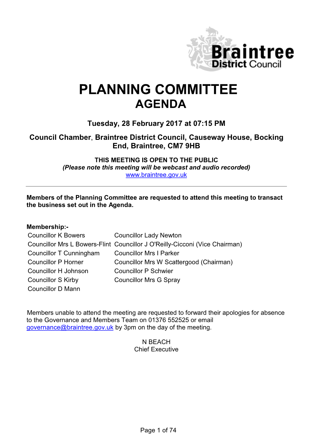 Planning Committee Agenda