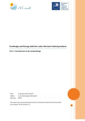 Ecodesign and Energy Label for Solar Thermal Related Products