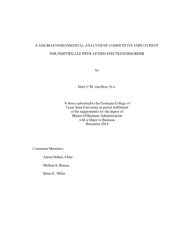 A Macro-Environmental Analysis of Competitive Employment