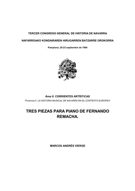 Tres Piezas Para Piano De Fernando Remacha