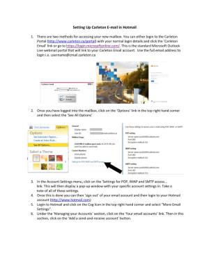 Setting up Carleton E-Mail in Hotmail