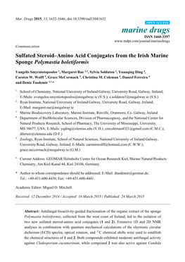 Sulfated Steroid–Amino Acid Conjugates from the Irish Marine Sponge Polymastia Boletiformis