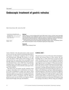 Endoscopic Treatment of Gastric Volvulus