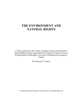 The Environment and Natural Rights