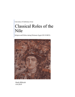 Classical Roles of the Nile Religion and Politics During Ptolemaic Egypt (305-30 BCE)