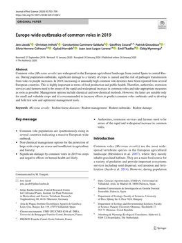 Europe-Wide Outbreaks of Common Voles in 2019