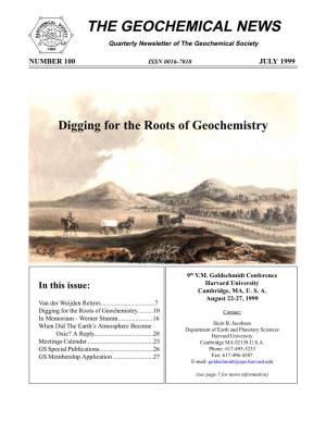 THE GEOCHEMICAL NEWS Quarterly Newsletter of the Geochemical Society