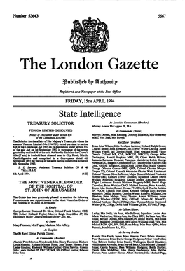 The London Gazette Fap Sjutfjorttp