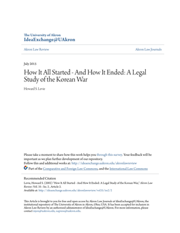A Legal Study of the Korean War Howard S