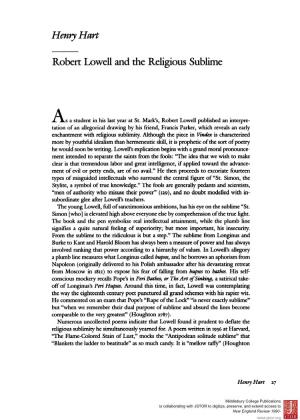 Robert Lowell and the Religious Sublime