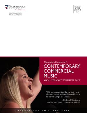 CONTEMPORARY COMMERCIAL MUSIC Vocal Pedagogy Institute 2015