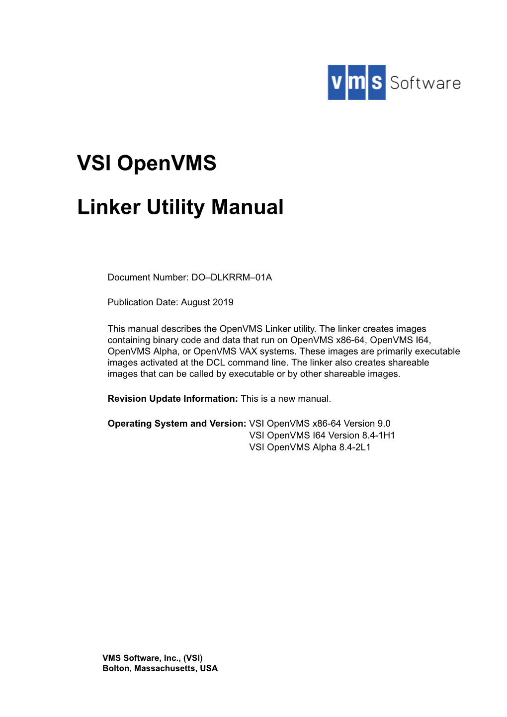 VSI Openvms Linker Utility Manual