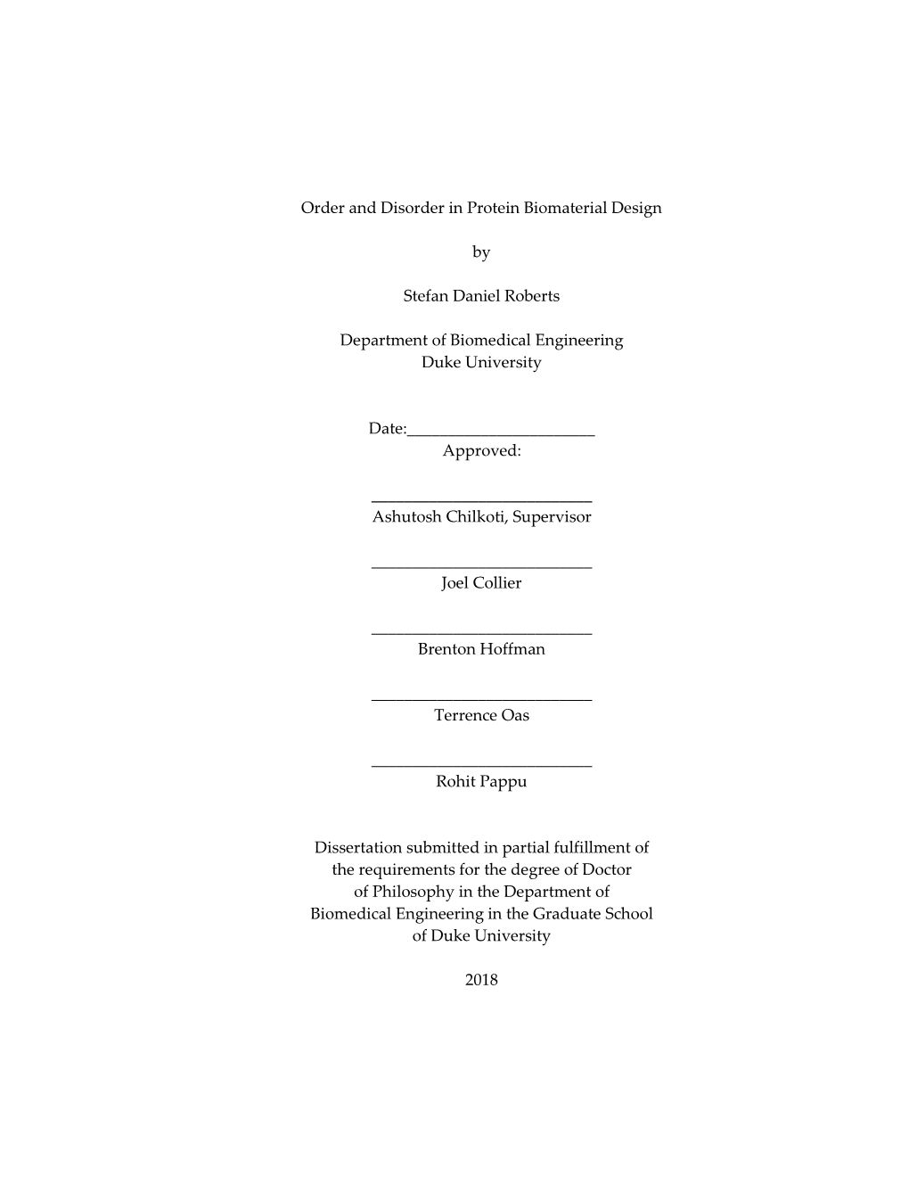 Duke University Dissertation Template