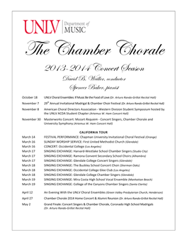 Chamber Chorale Tour Program 2014