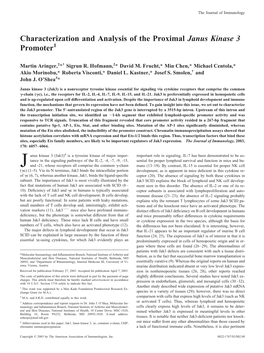 Promoter Janus Kinase 3 Proximal Characterization and Analysis Of