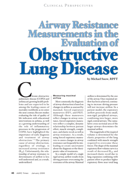 Airway Resistance Measurements in the Evaluation of Obstructive Lung Disease by Michael Snow, RPFT