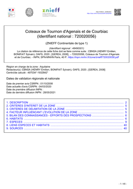 Coteaux De Tournon D'agenais Et De Courbiac (Identifiant National : 720020056)