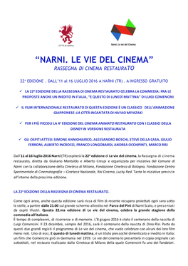 L'edizione 2009 Del Festival “Le Vie Del Cinema”, In