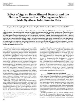 Effect of Age on Bone Mineral Density and the Serum Concentration of Endogenous Nitric Oxide Synthase Inhibitors in Rats