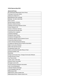 Eirgrid Sponsorships 2016 Sponsored Group