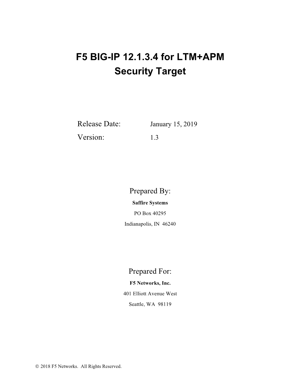 F5 BIG-IP 12.1.3.4 for LTM+APM Security Target