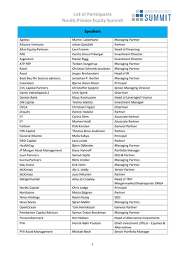 List of Participants NPES 2019