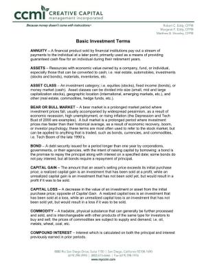 Basic Investment Terms