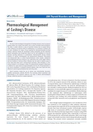 Pharmacological Management of Cushing's Disease