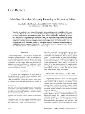 Adult-Onset Nemaline Myopathy Presenting As Respiratory Failure