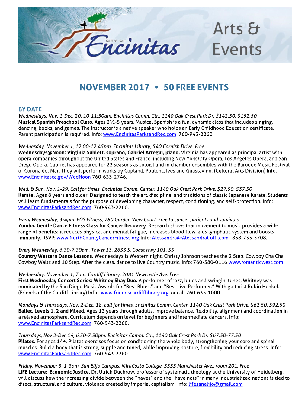 November 2017 • 50Freeevents