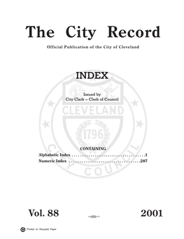 City Record Index Annual 2001