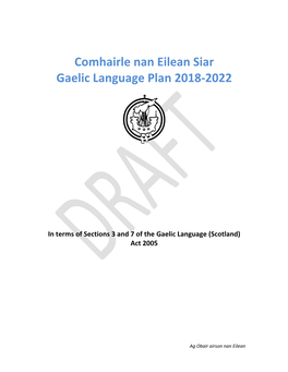 Comhairle Nan Eilean Siar Draft Gaelic Language Plan 2013-17